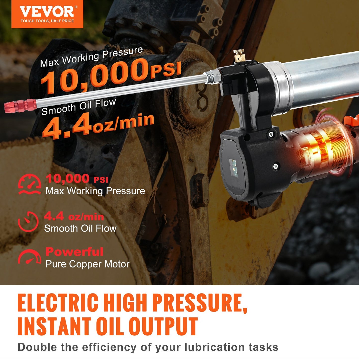 Sladdlös fettpistol elektrisk 20 volt 2,0 Ah batterisats 10000PSI med fodral