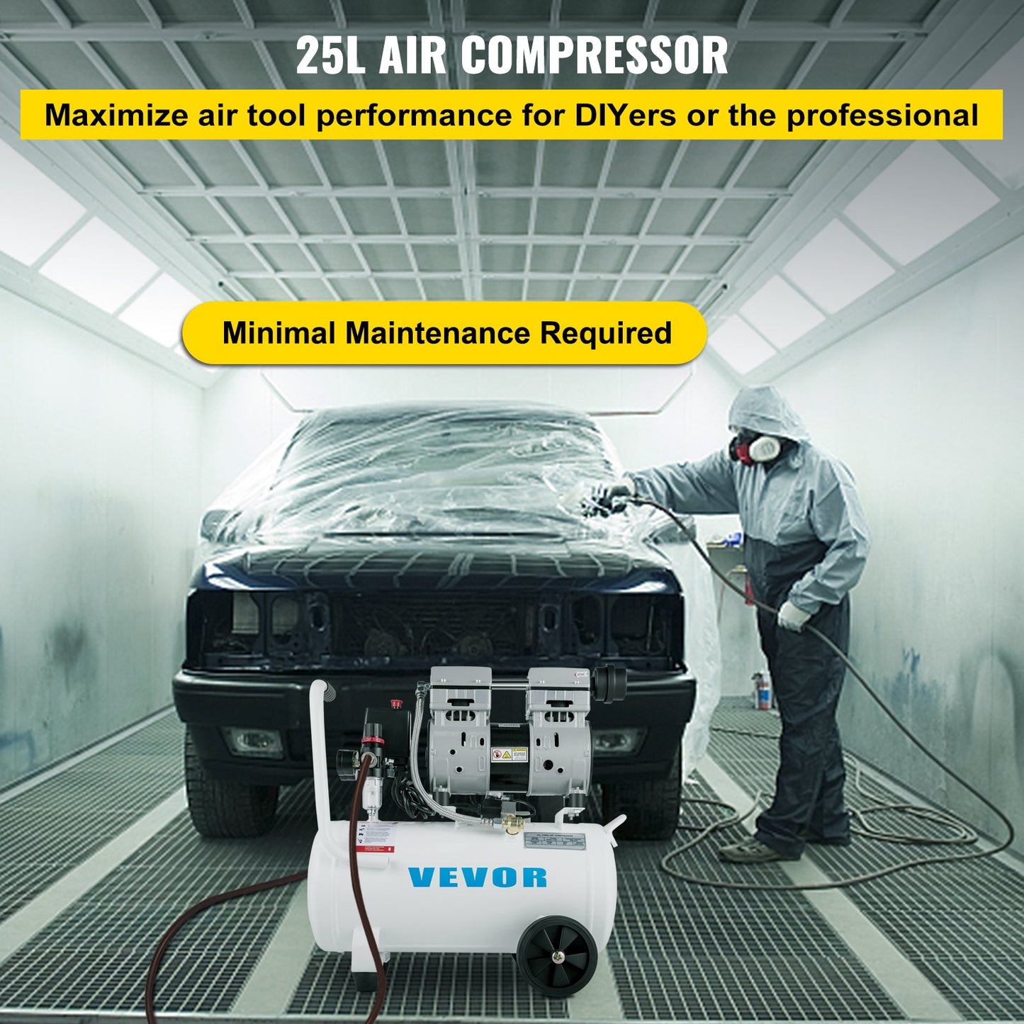 Air compressor 5.5 gallon, portable air compressor 1 hp, oil-free air compressor steel tank 750W, pancake air compressor 115 PSI, ultra-quiet compressor for home repair, tire pumping