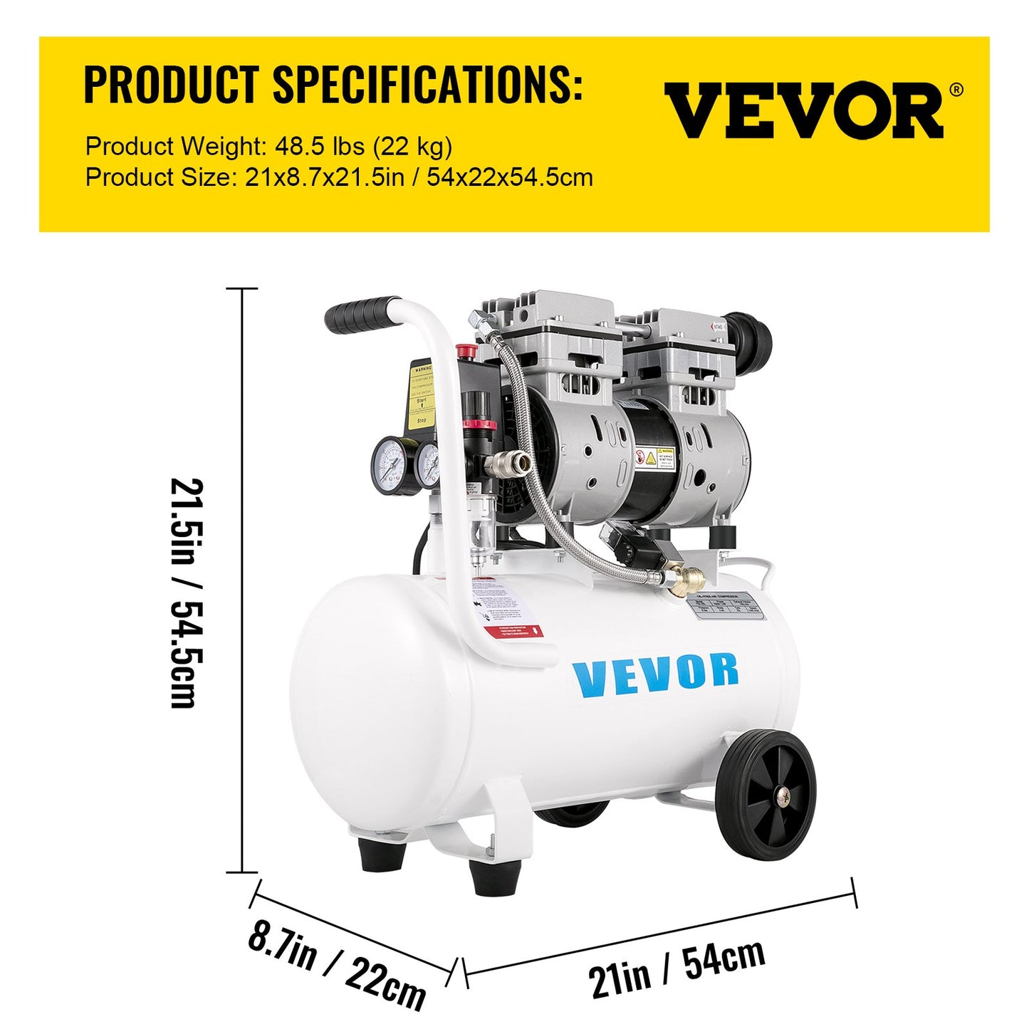 Air compressor 5.5 gallon, portable air compressor 1 hp, oil-free air compressor steel tank 750W, pancake air compressor 115 PSI, ultra-quiet compressor for home repair, tire pumping
