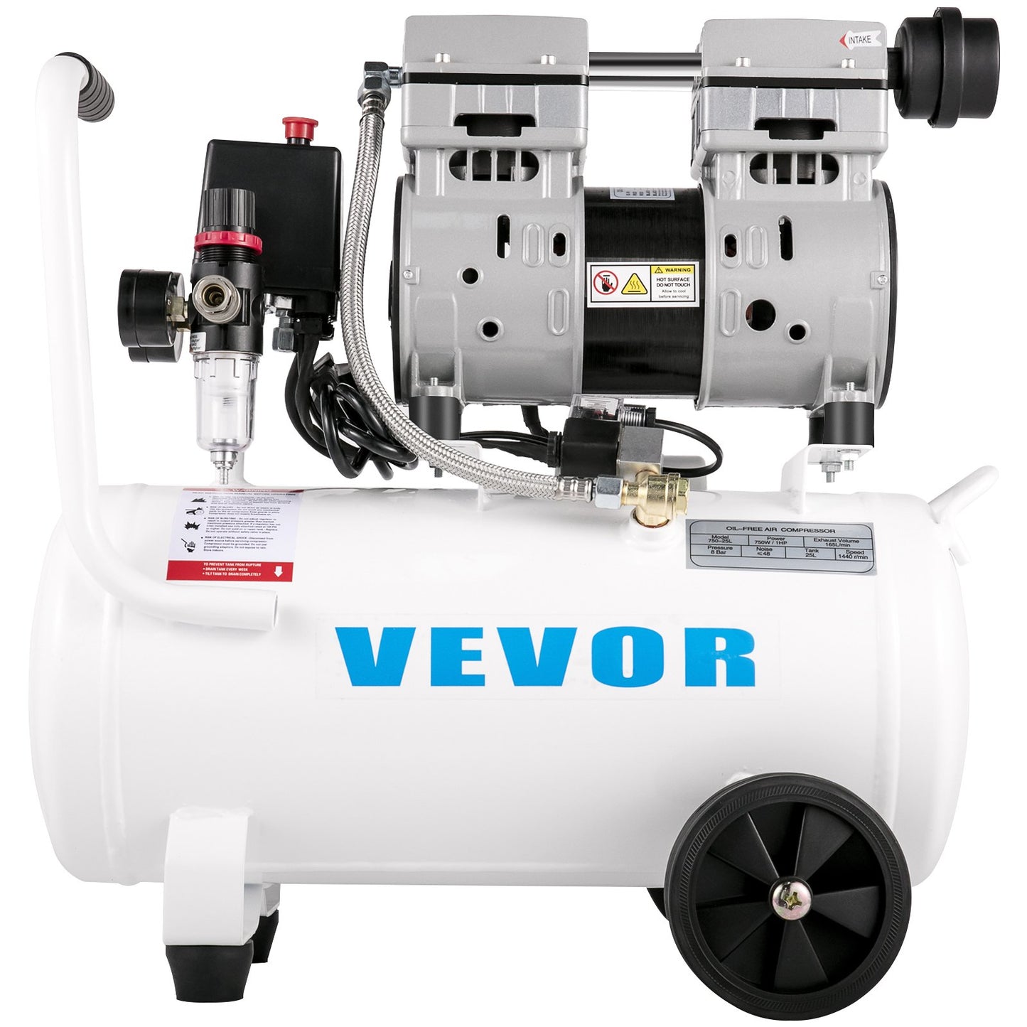 Air compressor 5.5 gallon, portable air compressor 1 hp, oil-free air compressor steel tank 750W, pancake air compressor 115 PSI, ultra-quiet compressor for home repair, tire pumping