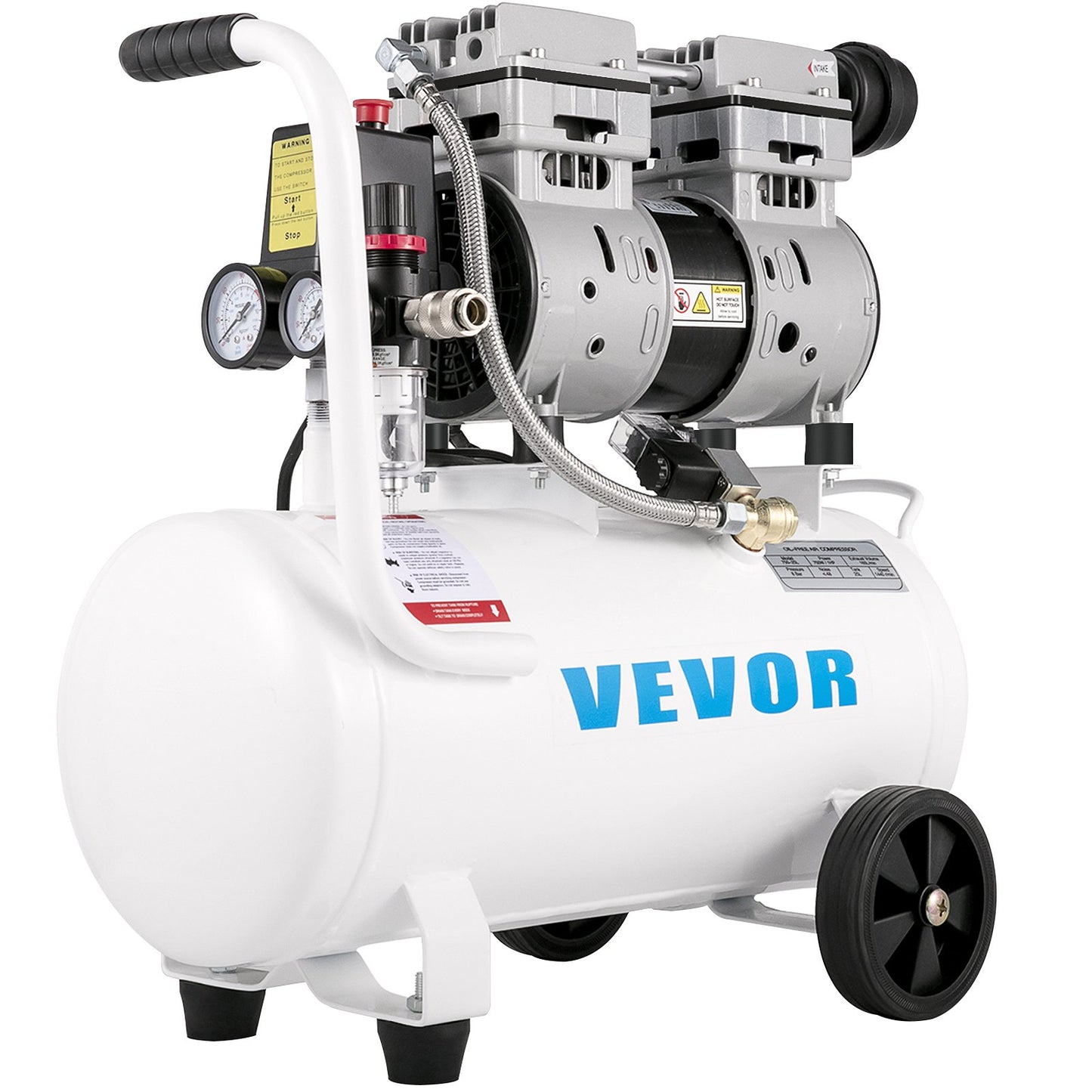 Air compressor 5.5 gallon, portable air compressor 1 hp, oil-free air compressor steel tank 750W, pancake air compressor 115 PSI, ultra-quiet compressor for home repair, tire pumping