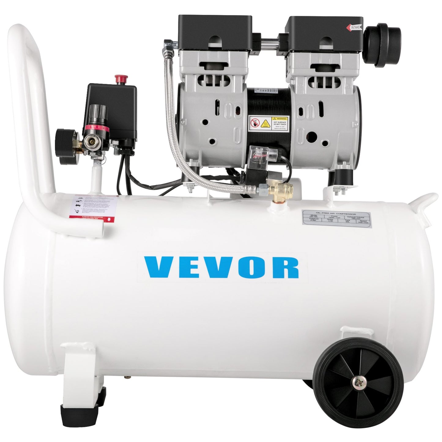 Air compressor 11 gallon, ultra-quiet air compressor 1 hp, oil-free air compressor steel tank 750W, portable air compressor 8 bar, ultra-quiet compressor for home repair, tire inflation