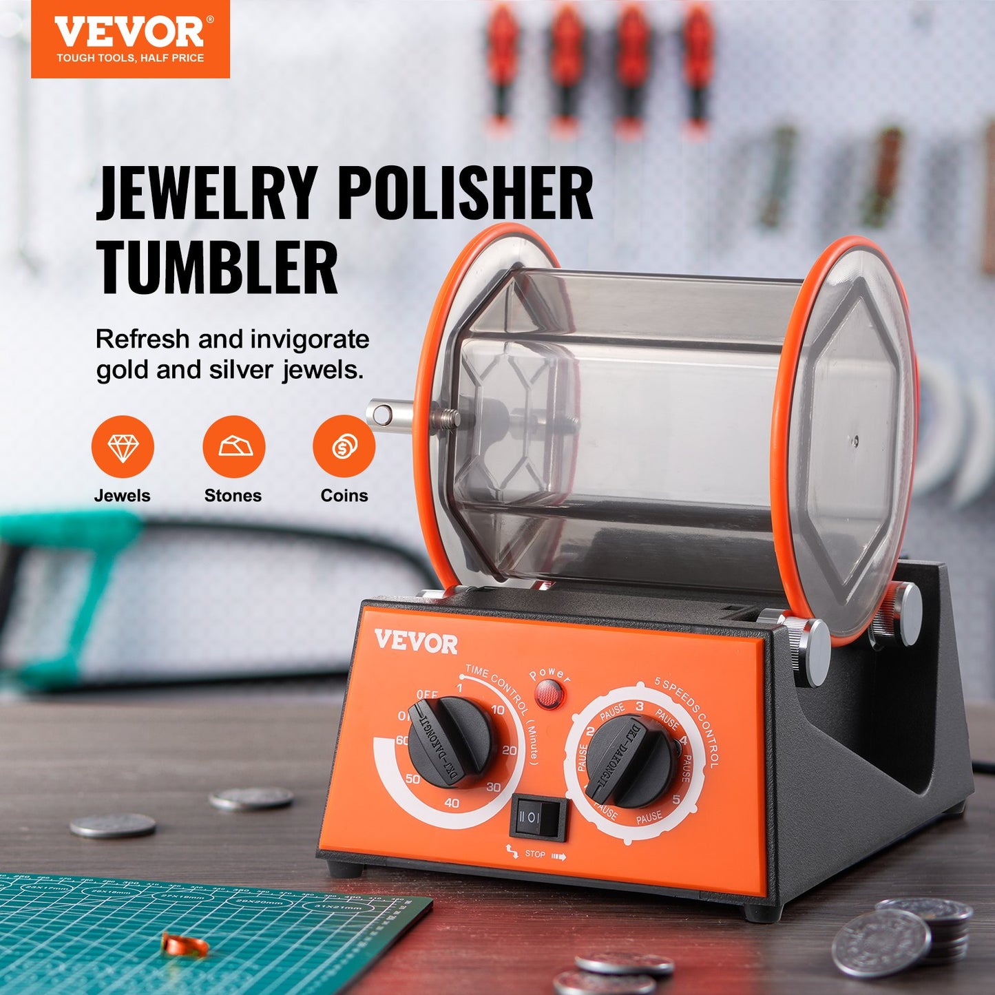 3 kg Roterande tumlare Ytpolerare Smycken Polish Finish Machine Gem DIY