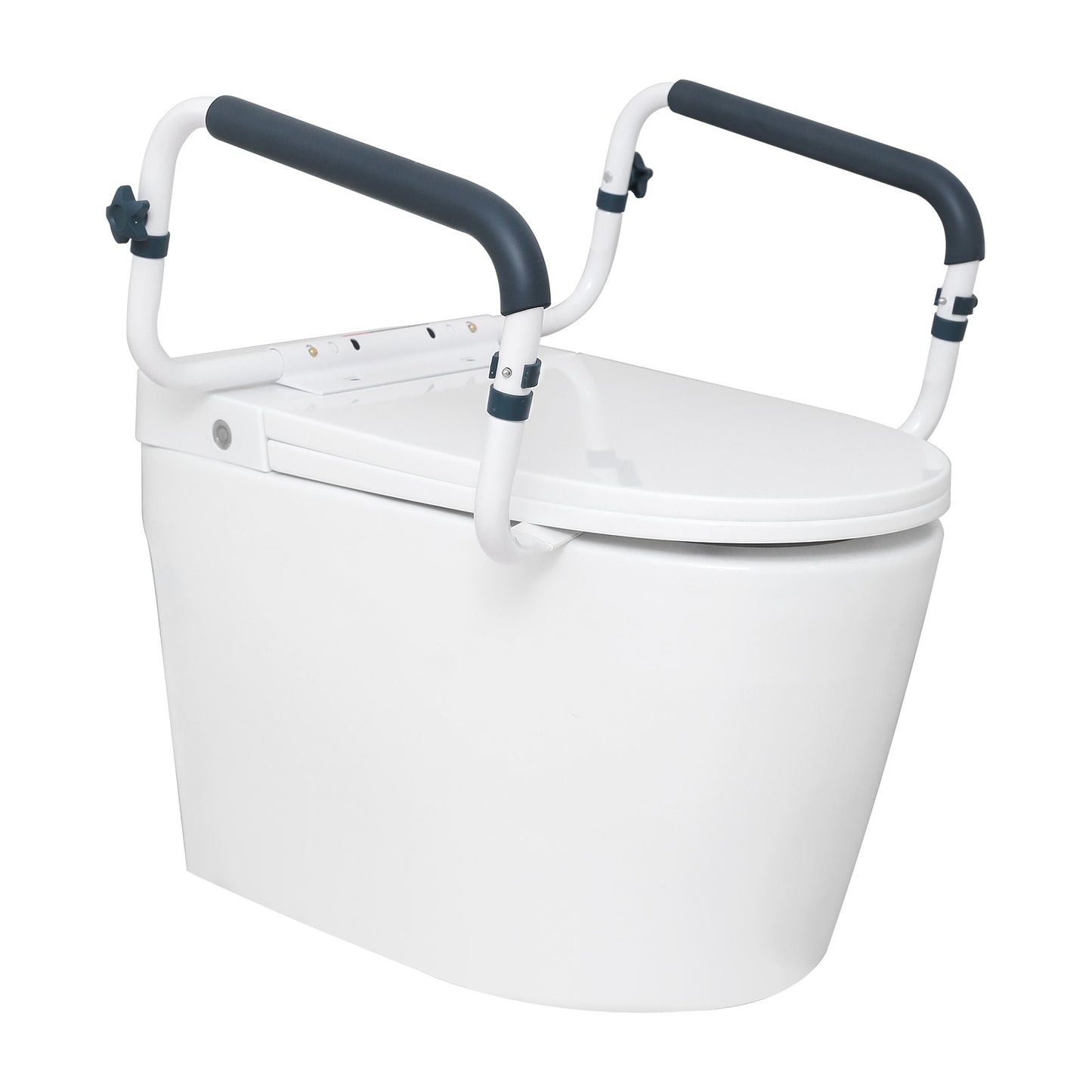 Toilet Safety Rail, 300 LBS Capacity Toilet Seat Frame, Adjustable Width Fits Most Toilets, Easy Installation, Toilet Handles Handles with Padded Armrests for Handicapped, Disabled, Seniors