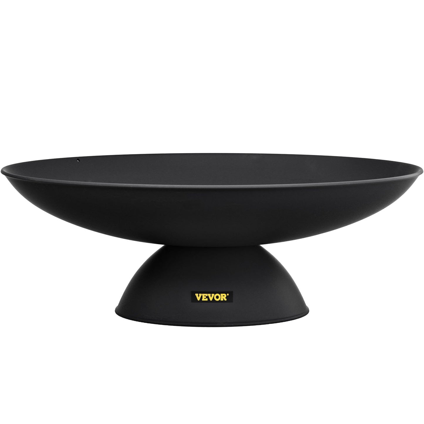 Fire Pit Bowl, 30-tums djup rund eldskål i gjutjärn, vedeldning för uteplatser, bakgårdar och campingbruk, med en stabil skål designad bas och en vedpinne, svart