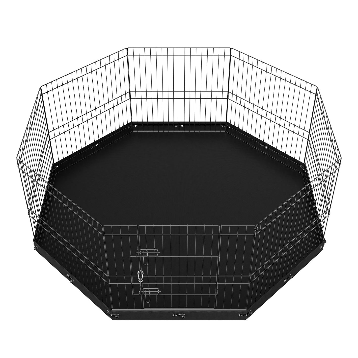 Hundlekhage, 8 paneler hopfällbar hundträningspenna i metall med bottendyna, 24" H sällskapsstaket Valplåda Kennel med markinsatser, inomhus hundpenna utomhus för små medelstora husdjur, för camping, trädgård