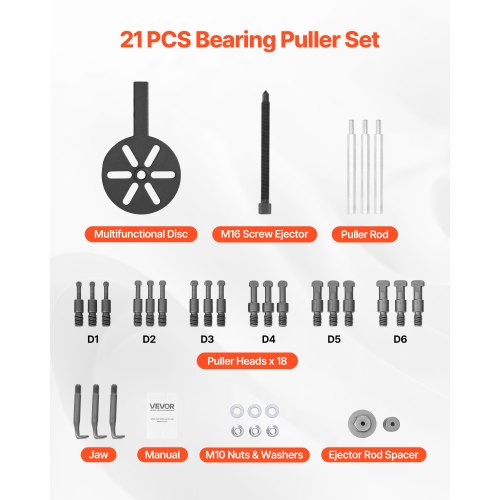 21 in 1 bearing removal puller inner hole removal tool 3-jaw puller