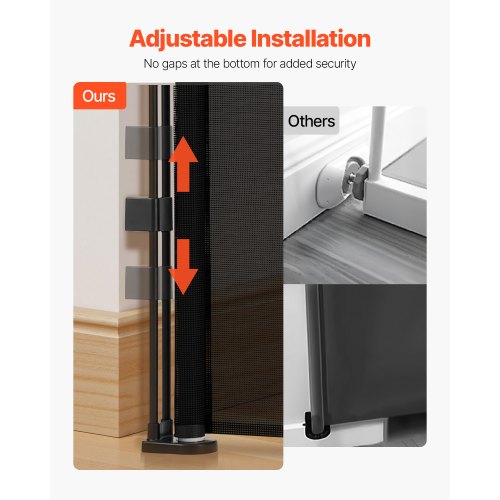 Einziehbares Babygitter, 870 mm hoch, ausziehbar auf 1400 mm Breite, für Kinder und Haustiere, Schwarz