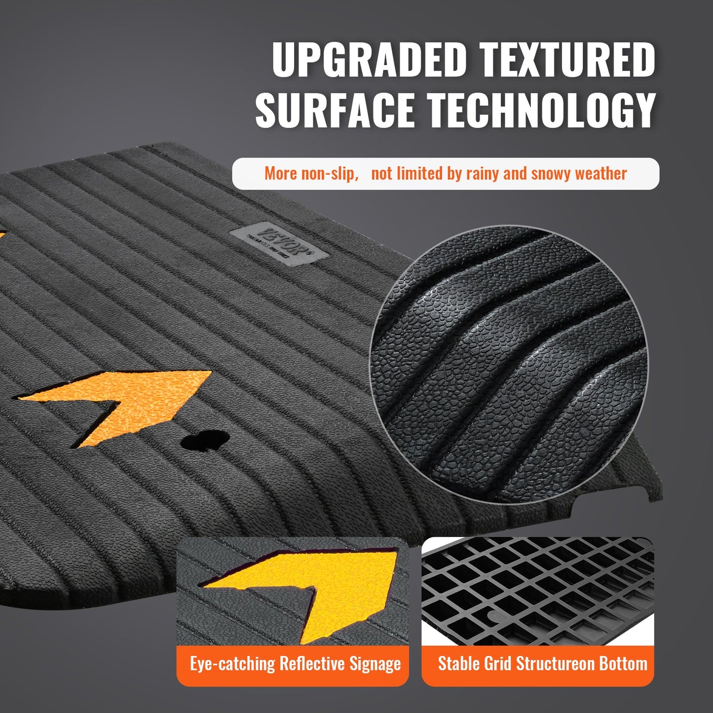 Upgraded Rubber Threshold Ramp, 3 Inch 1 Channel Door Ramp, Natural Rubber Car Ramp with Non-Slip Textured Surface, 33069 lbs Load Capacity Sidewalk Ramp for Wheelchair and Scooter