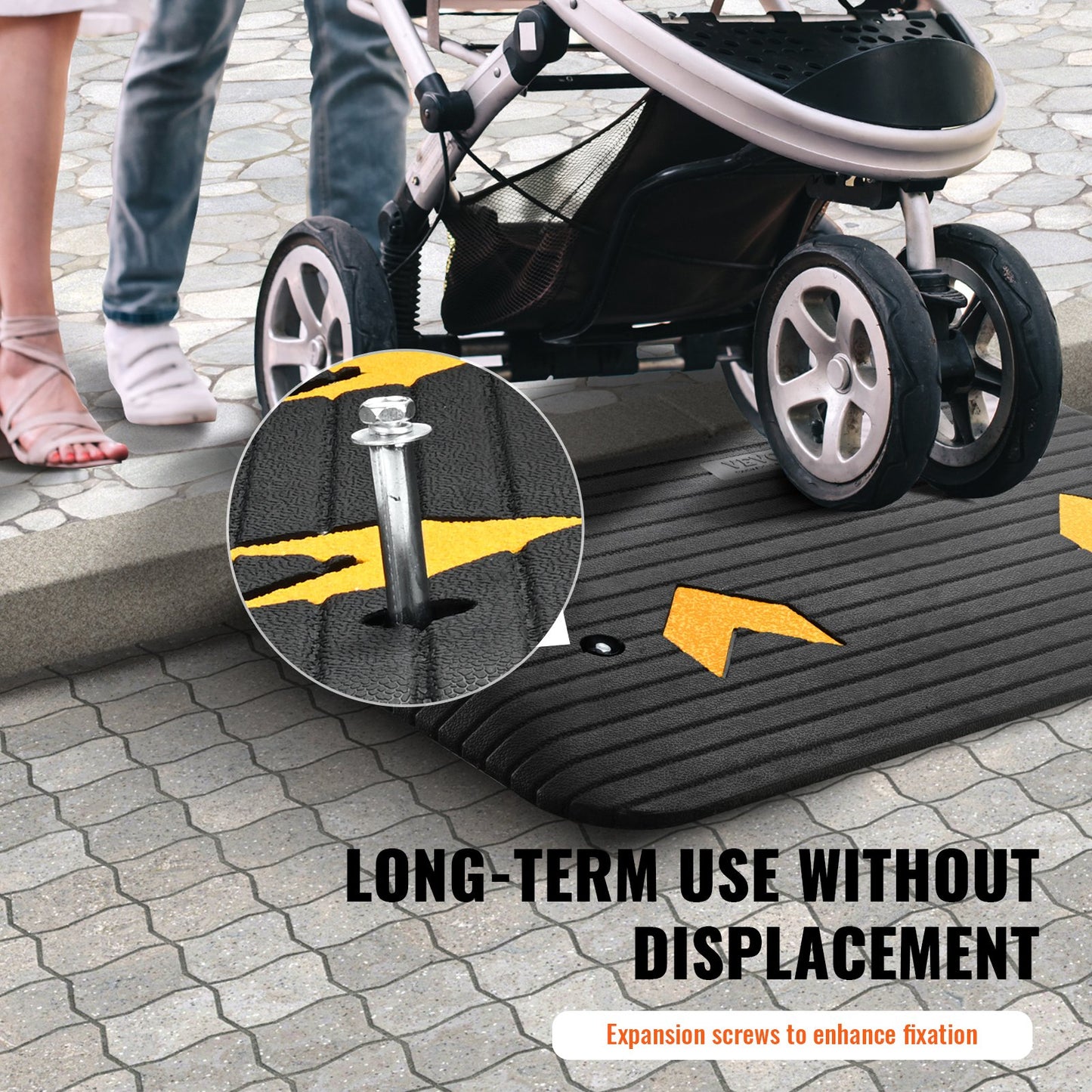 Upgraded Rubber Threshold Ramp, 3 Inch 1 Channel Door Ramp, Natural Rubber Car Ramp with Non-Slip Textured Surface, 33069 lbs Load Capacity Sidewalk Ramp for Wheelchair and Scooter