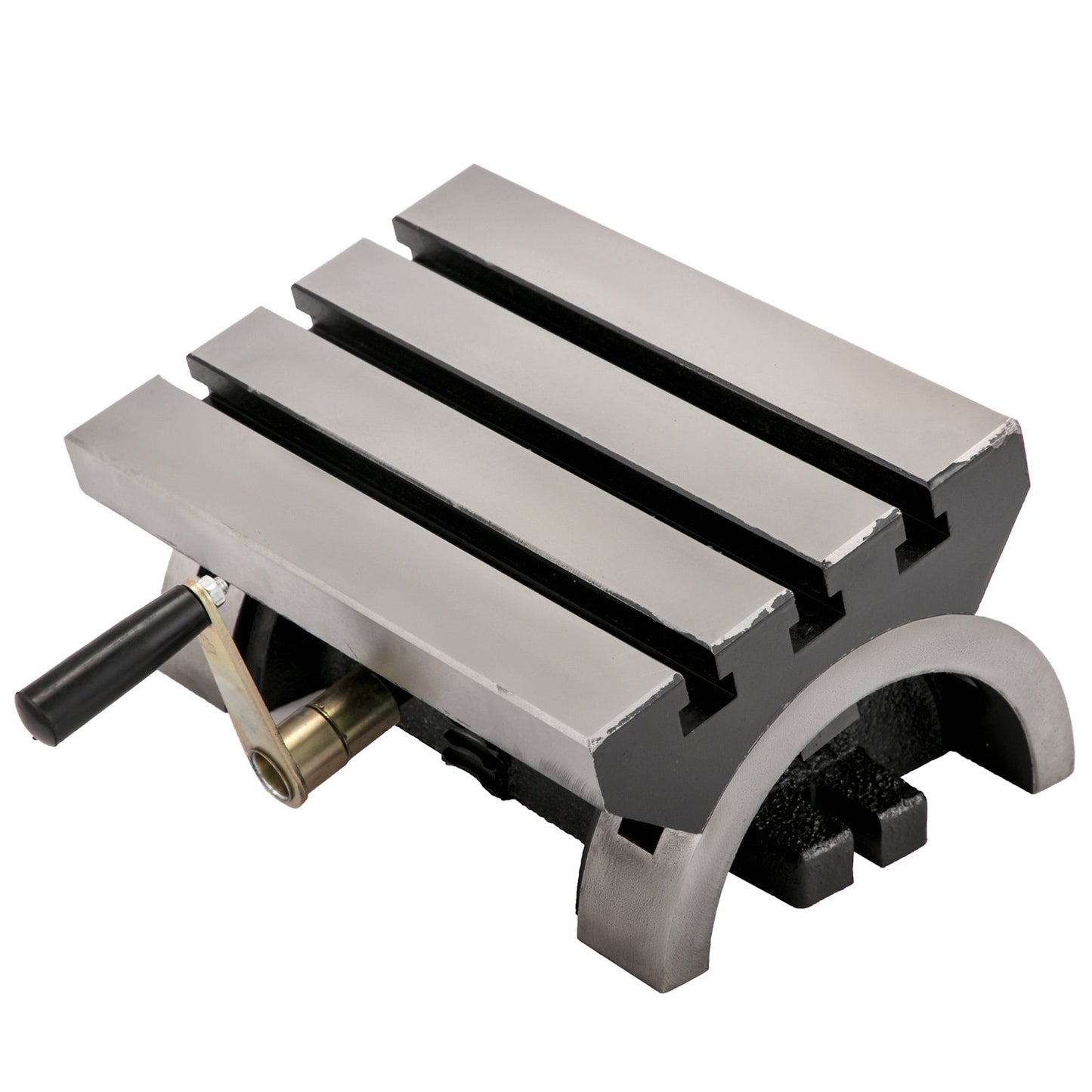 Kippfrästisch, 10 x 7 Zoll, Kippwinkelfräsmaschine, 0–90 ° verstellbare Schwenkwinkelplatte mit 3 T-Nuten und einer verstellbaren Kurbel, Hochleistungs-Kippfräsmaschine zum Schleifen