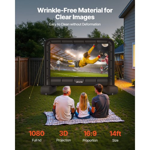 14 fot uppblåsbar filmduk 16:9 600D filmprojektion med bärbar väska