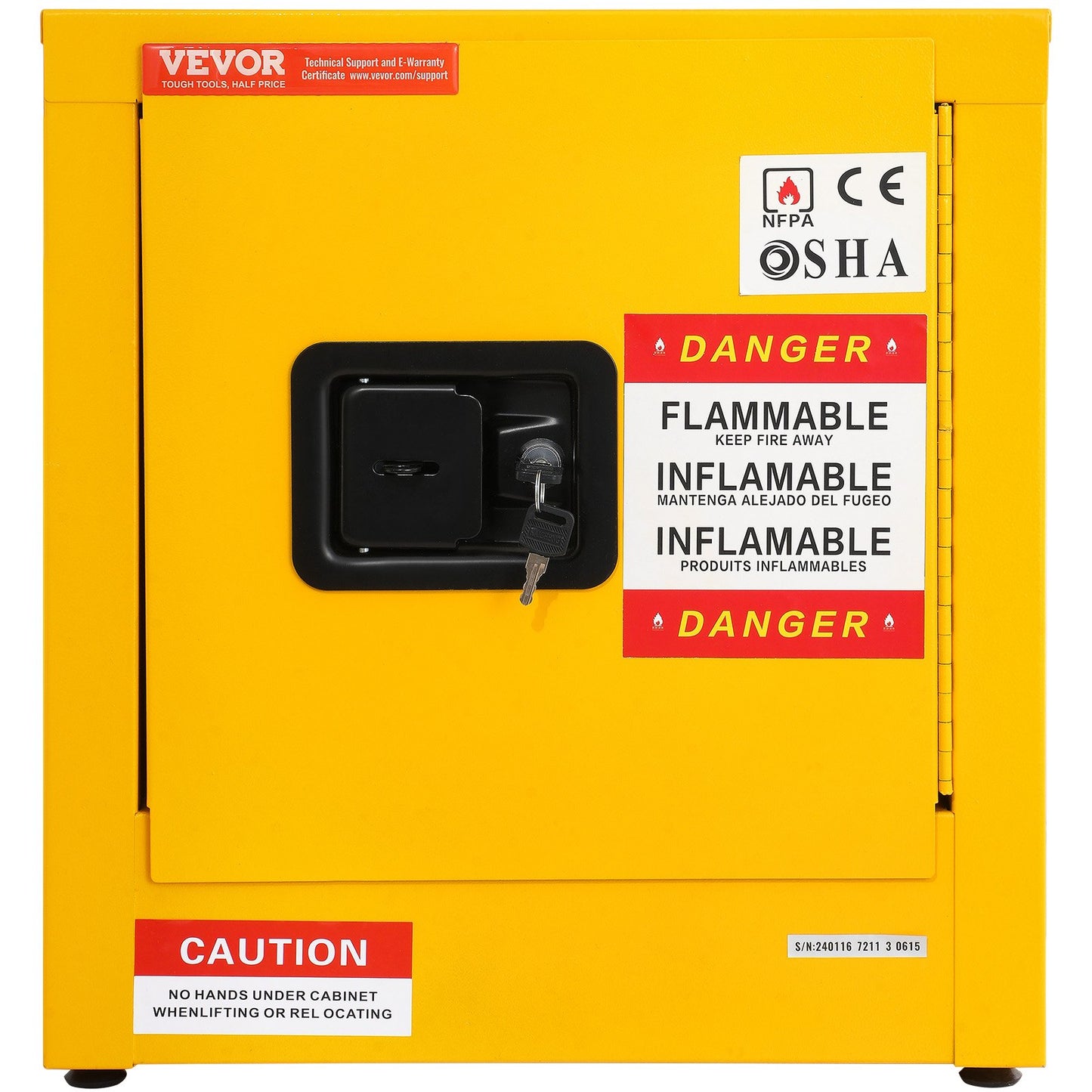 11 Gallon Safety Cabinet 16.9" X 16.9" X 18.1" Hazardous Hinges Manual Hot