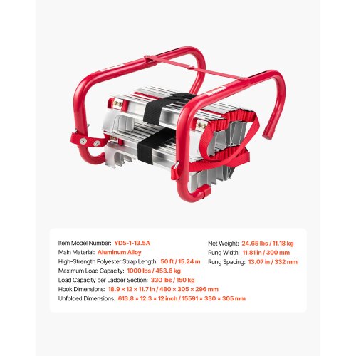 Brandstege 5-6 våningar 50FT infällbar nödsäkerhetsstege | EU
