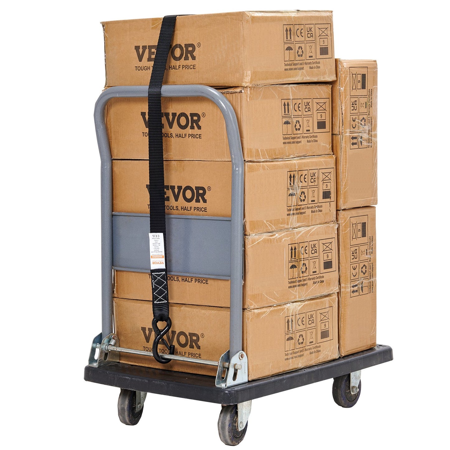 Ratchet Tie Down Straps (4PK), 5208 lb Max Breaking Strength, Includes 4 Premium 1.6" x 8" Ratchet Tie Downs with Padded Handles, for Moving Load Securing, Appliances, Lawn Equipment, Motorcycle