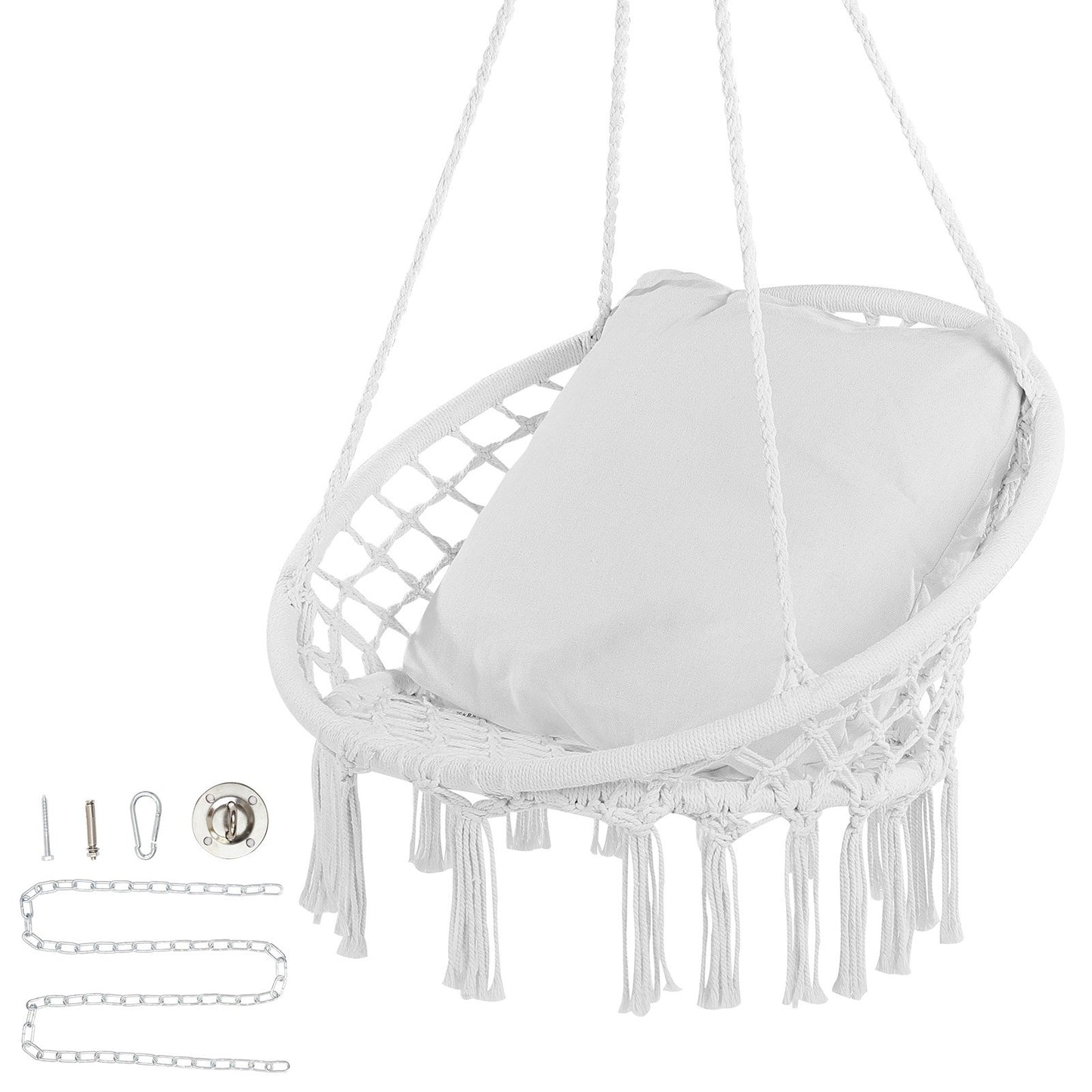 Hängmatta Gungstol Macramé Hängstol med kudde inomhus & utomhus
