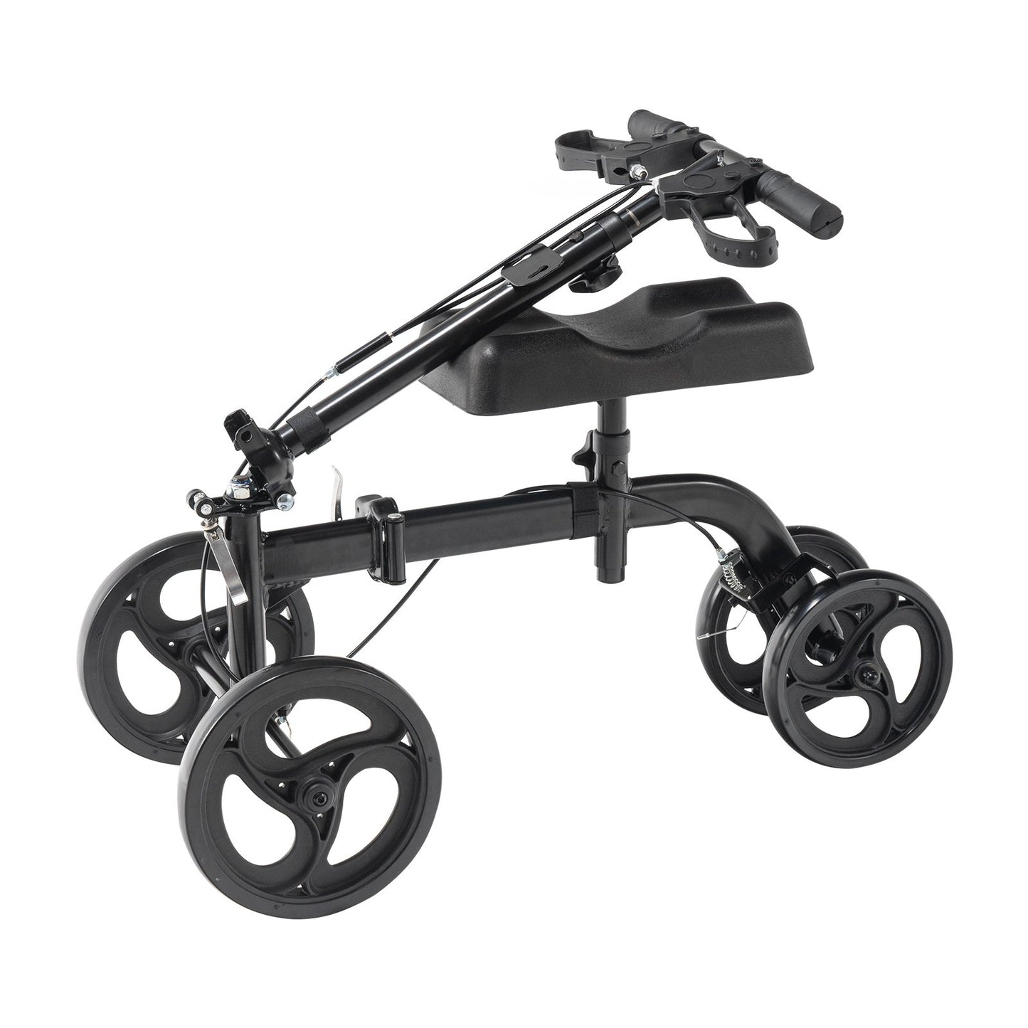 Klappbarer Knieroller, lenkbarer Knie-Gehroller aus Karbonstahl mit höhenverstellbarem Lenker und Knieschützern, All-Terrain-Rädern, Doppelbremsen, Bein-Regenerationsroller für Fußbrüche nach Knöchel- und Fußverletzungen