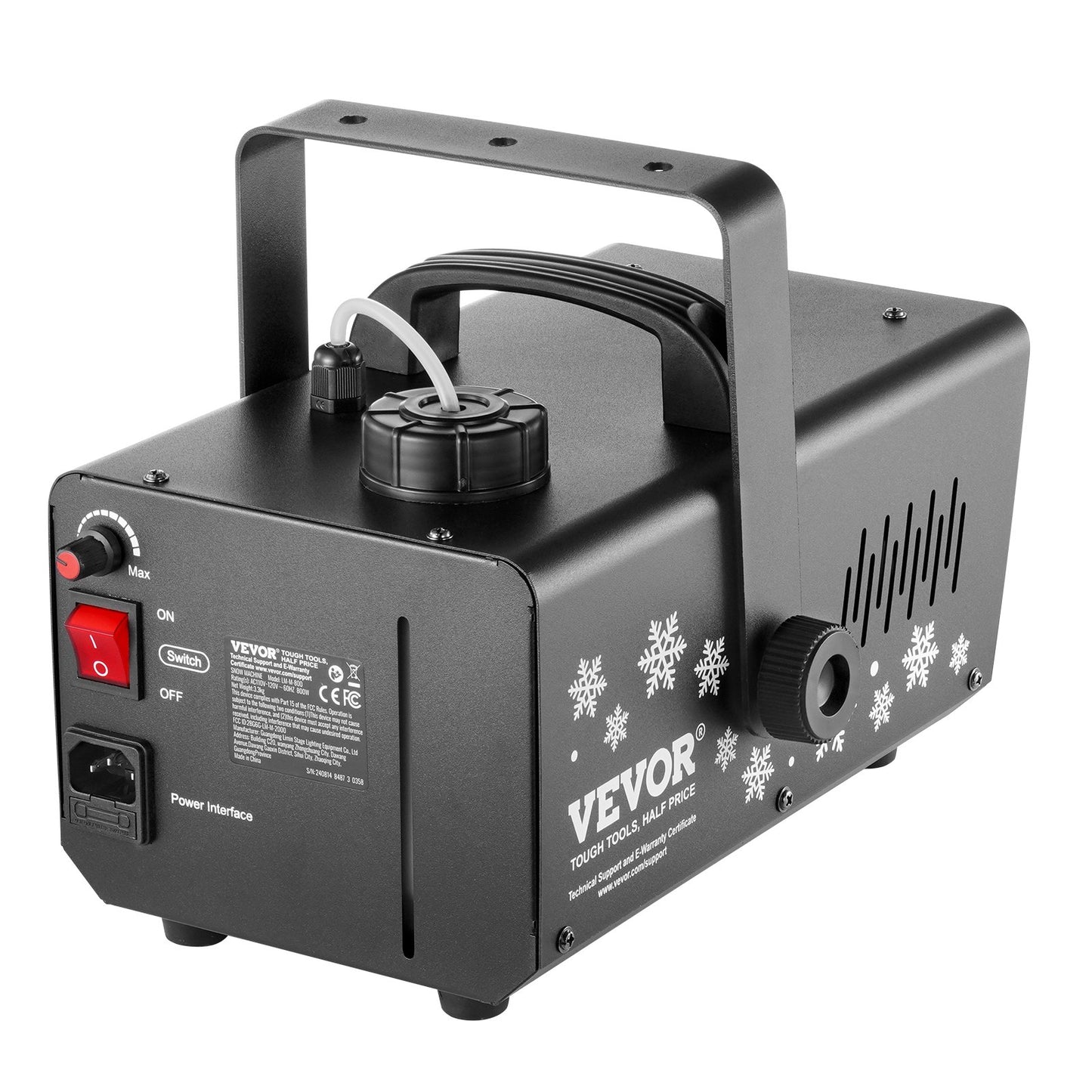 Snow Machine 800W Handhållen hängande snömaskin med LED-ljus för semester