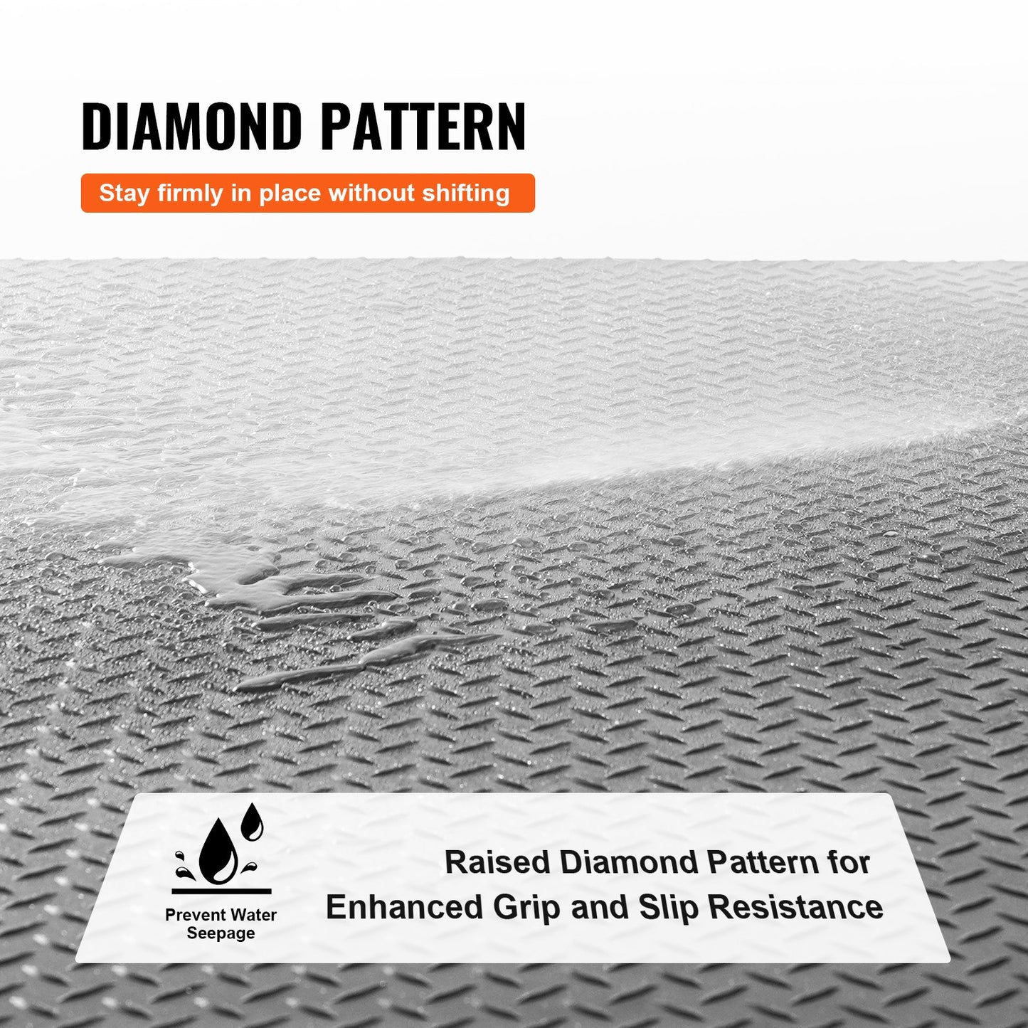 Diamond-Plate gummigolvrulle, 3 mm x 4 fot x 15 fot garagegolvmatta, SBR gummigaragegolvrulle, lätt att rengöra, Diamond Plate gummimatta för under bilar, Garage Industry Gym, svart