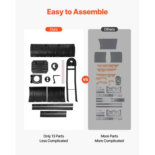 snöplogsblad, 109/183 cm breddjusterbart snöplogssats, lätt att ta av, universalmonterat plogtillbehör med gummiflikar, kraftigt stålblad, kompatibel med de flesta UTV och ATV | EU