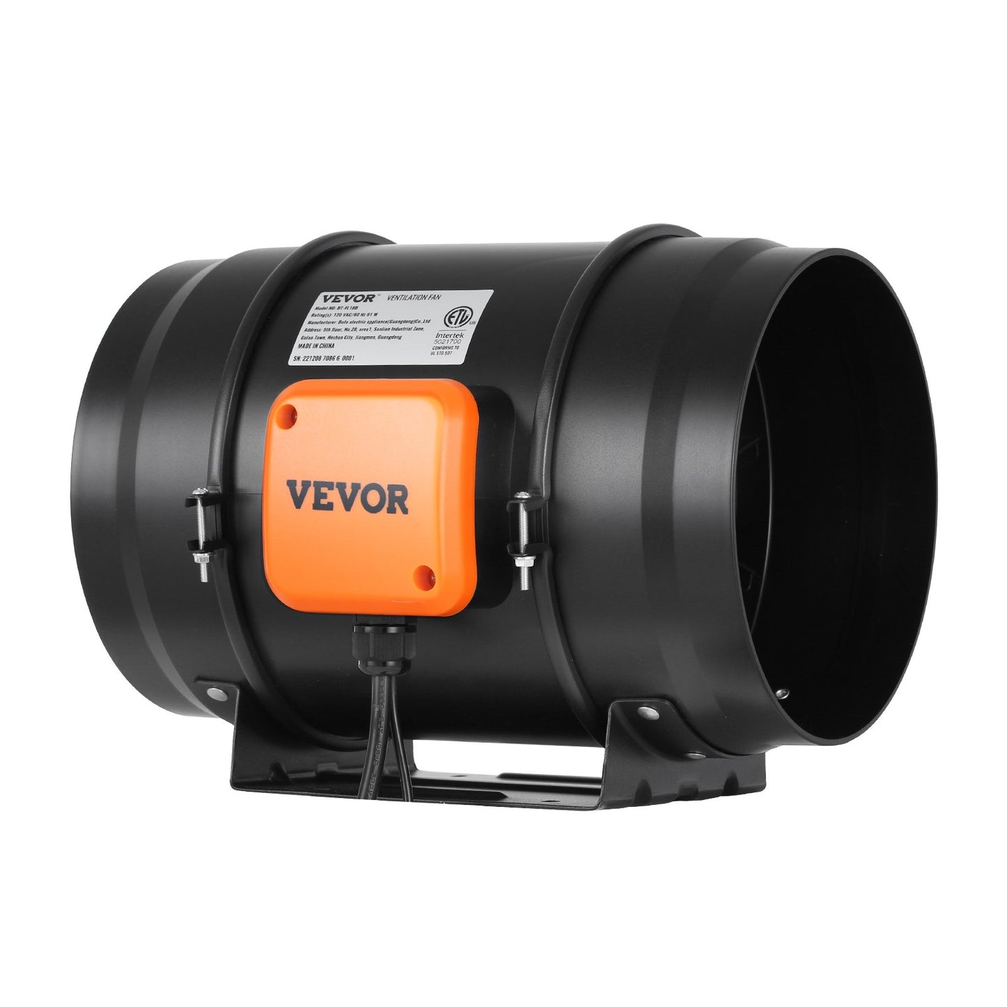 203,2 mm inline kanalfläkt HVAC avgasfläktsats AC variabel hastighetskontroll