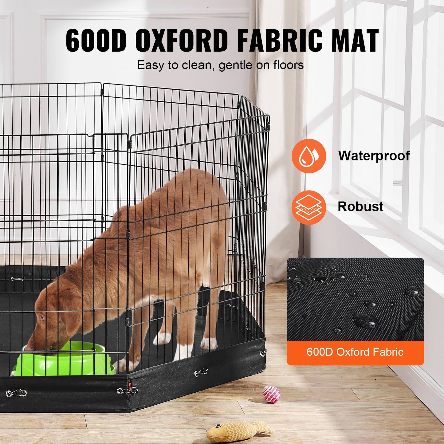 Dog Playpen 8 Panels Foldable Metal Training Pen for Dog with Bottom Pad 30"H