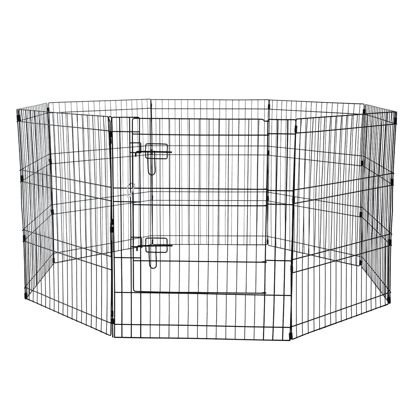 Dog Playpen 8 Panels Foldable Metal Training Pen for Dog with Bottom Pad 30"H