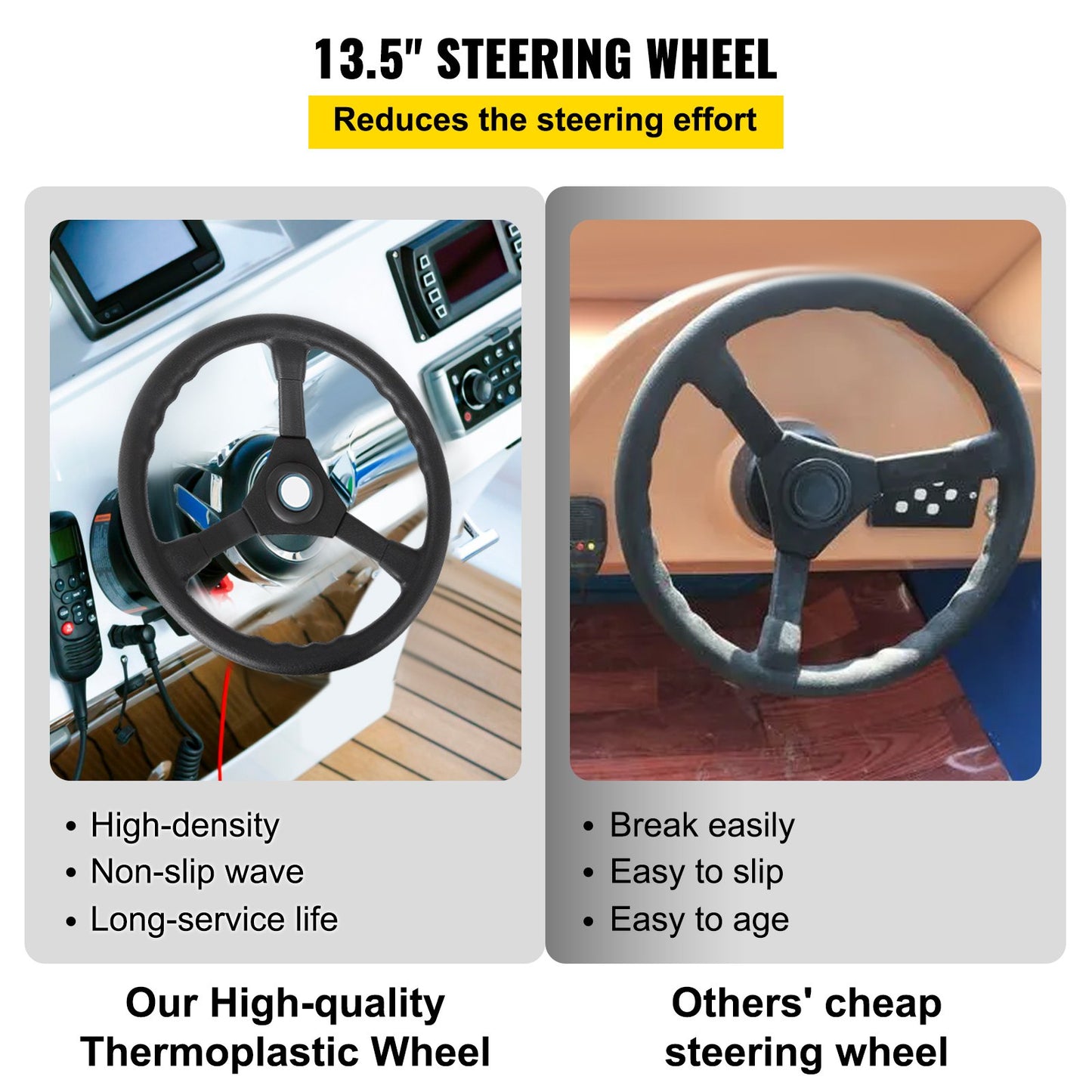 Outboard Steering System 16\' Outboard Steering Kit 16 Fot Båtstyrkabel med 13\" Hjul hållbart marint styrsystem