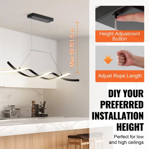 Modern Chandelier Light Fixtures Dimmable LED Pendant Light Remote Control | EU