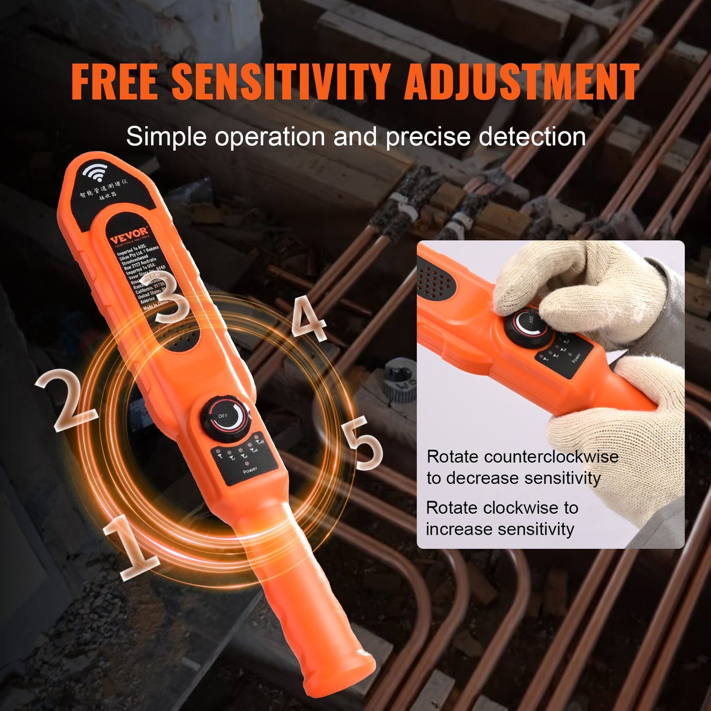 Pipe Blockage Detector Locators 100ft/30m Waterproof for PVC Plastic Metal