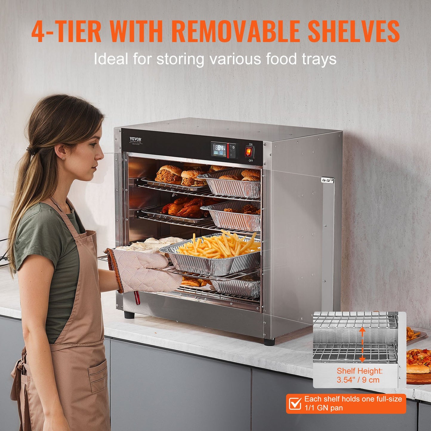 Hot Box Food Warmer 4-Tier Concession Warmer Cabinet with Water Tray