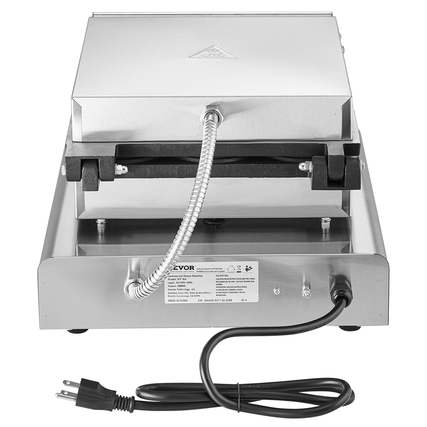 Electric Donut Maker, 2000W Commercial Donut Maker with Non-Stick Surface, 9 Holes Double-Sided Heating Waffle Maker Makes 9 Donuts, Temperature 50-300℃, for Restaurant and Home Use