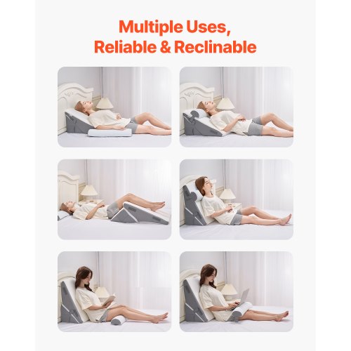 orthopedic bed wedge pillow 3 pcs adjustable for back, legs, neck, sleep, GERD | EU