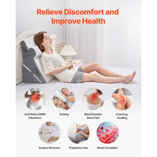 orthopedic bed wedge pillow 3 pcs adjustable for back, legs, neck, sleep, GERD | EU