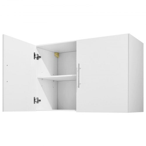 36 Zoll Wandschrank für Waschküche, 2-stöckiger Küchenschrank mit 2 Türen, weiß | EU