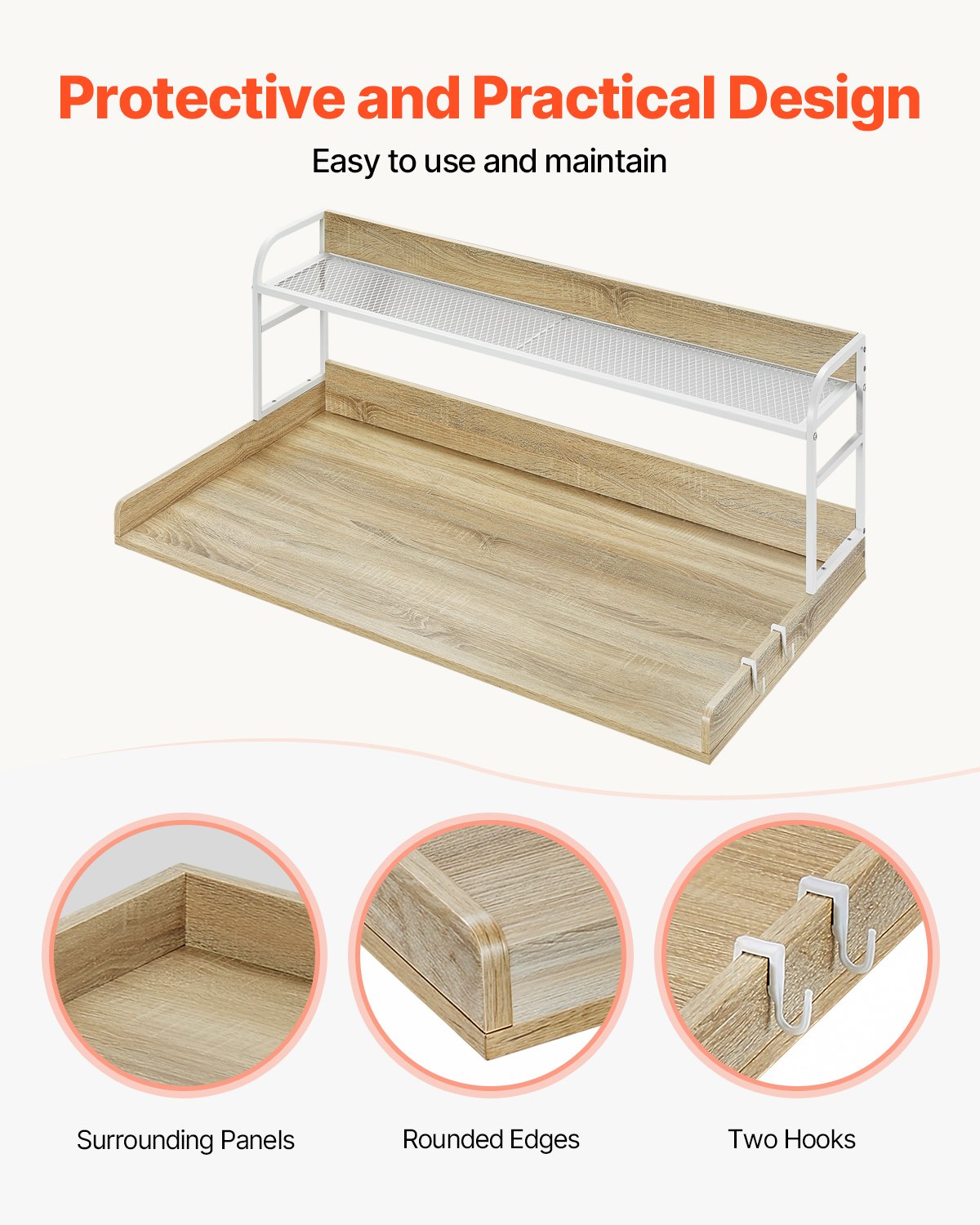 Tvättmaskin torktumlare bänkskiva med hylla 54"x27" trä tvättmaskin torktumlare ek
