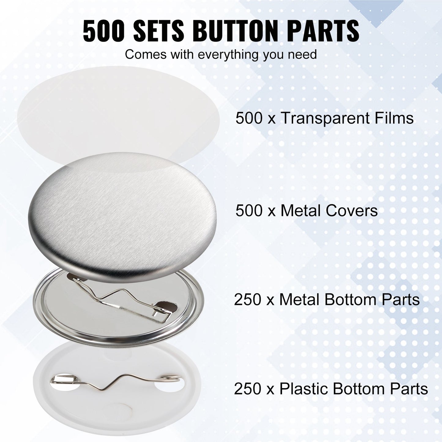 1.25" 32mm Button Badge Parts Accessories for Button Maker Machine 500 sets
