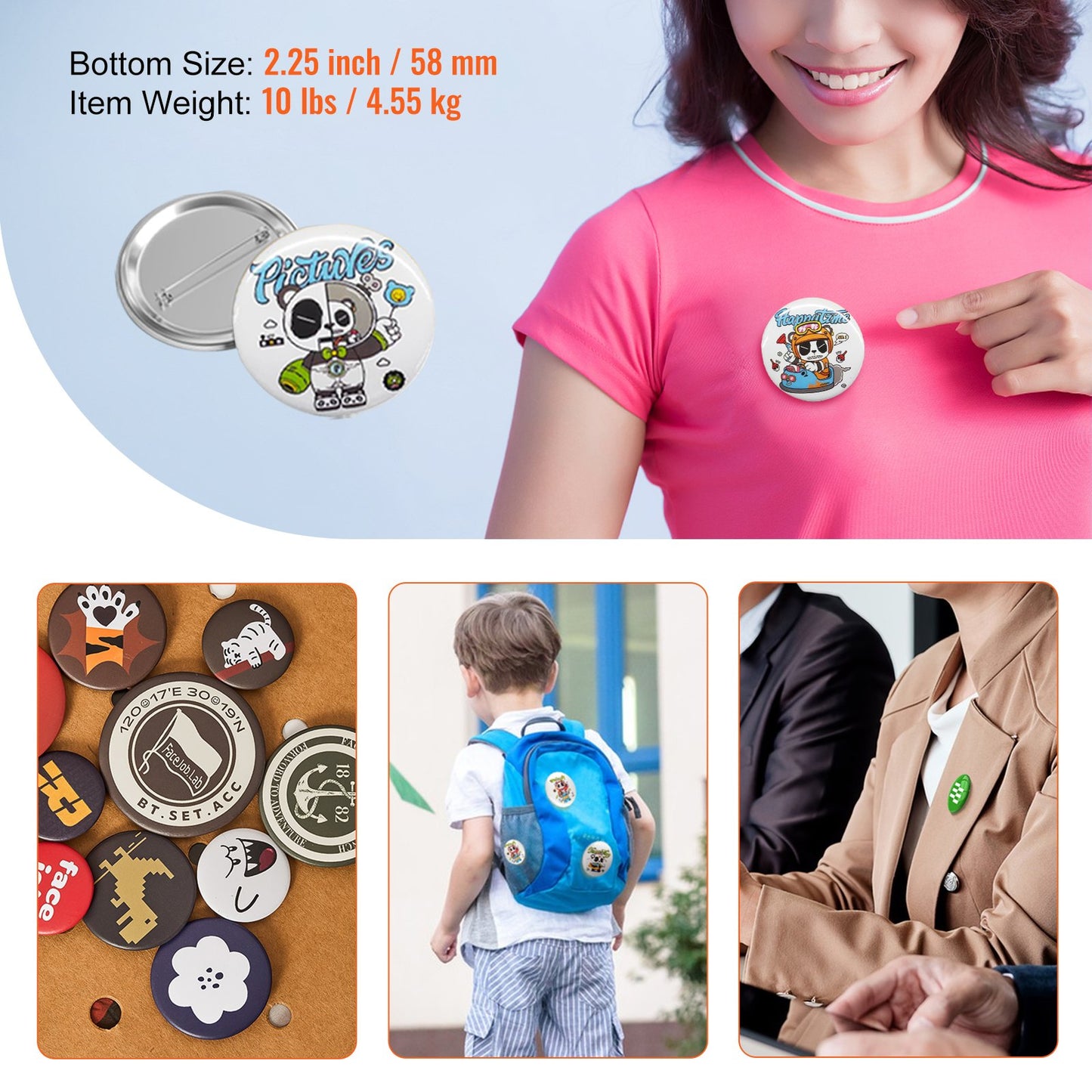 2,25" 58mm Button Badge Teile Zubehör für Button Maker Maschine 500 Sets