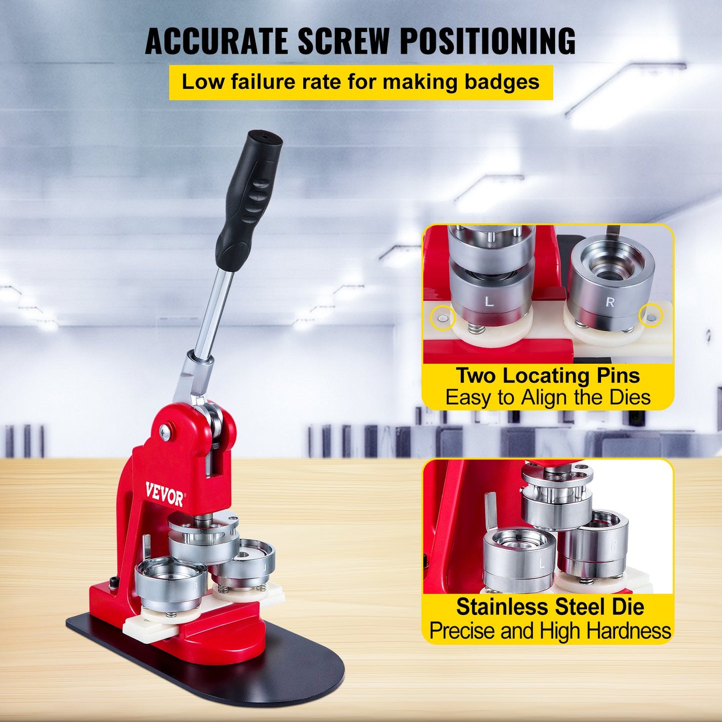 44mm Button Maker 1.73 Button and Badge Maker Machine Button Maker Press Punch Press Machine with 1000 Buttons (1000pcs)
