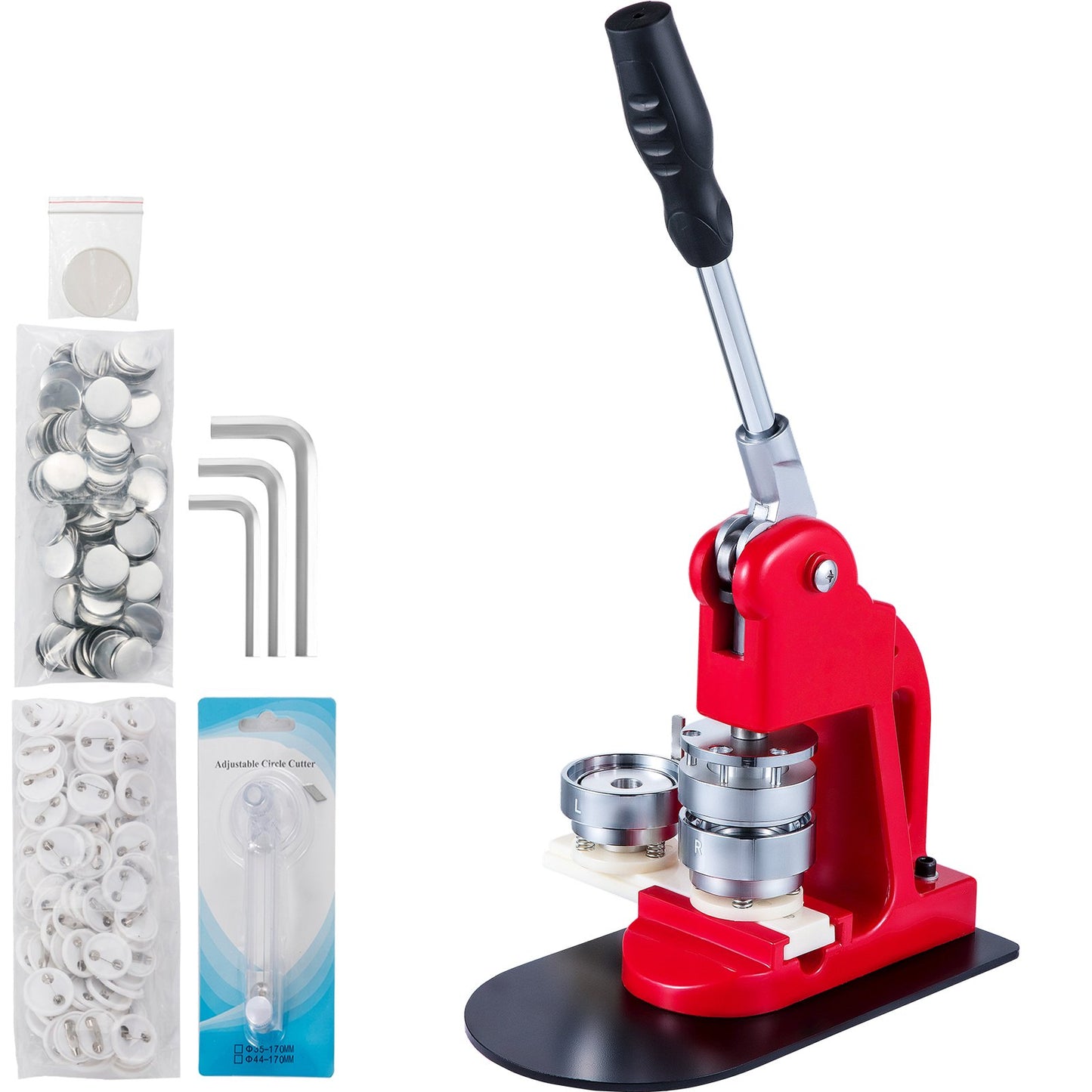 44mm Button Maker 1.73 Button and Badge Maker Machine Button Maker Press Punch Press Machine with 1000 Buttons (1000pcs)