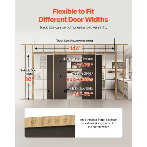 Pocket door frame kit Pocket door kit for 1219-1829 mm width 2032 mm height
