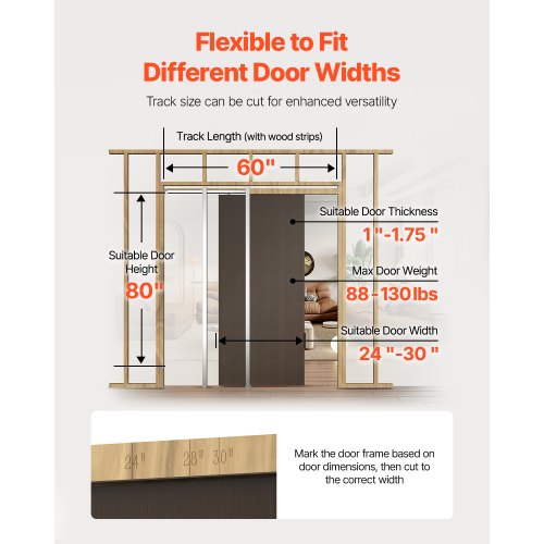 Fickdörrkarmsats Fickdörrsats för 610-762 mm bred 2032 mm hög dörr