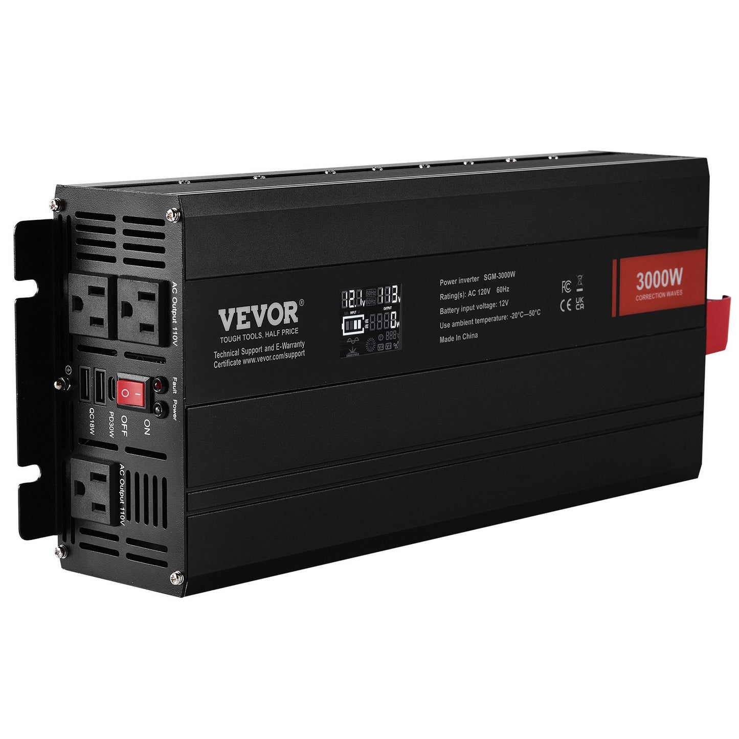 Modifierad Sine Wave Power Inverter 3000W DC12V till AC230V LCD-skärm CE FCC