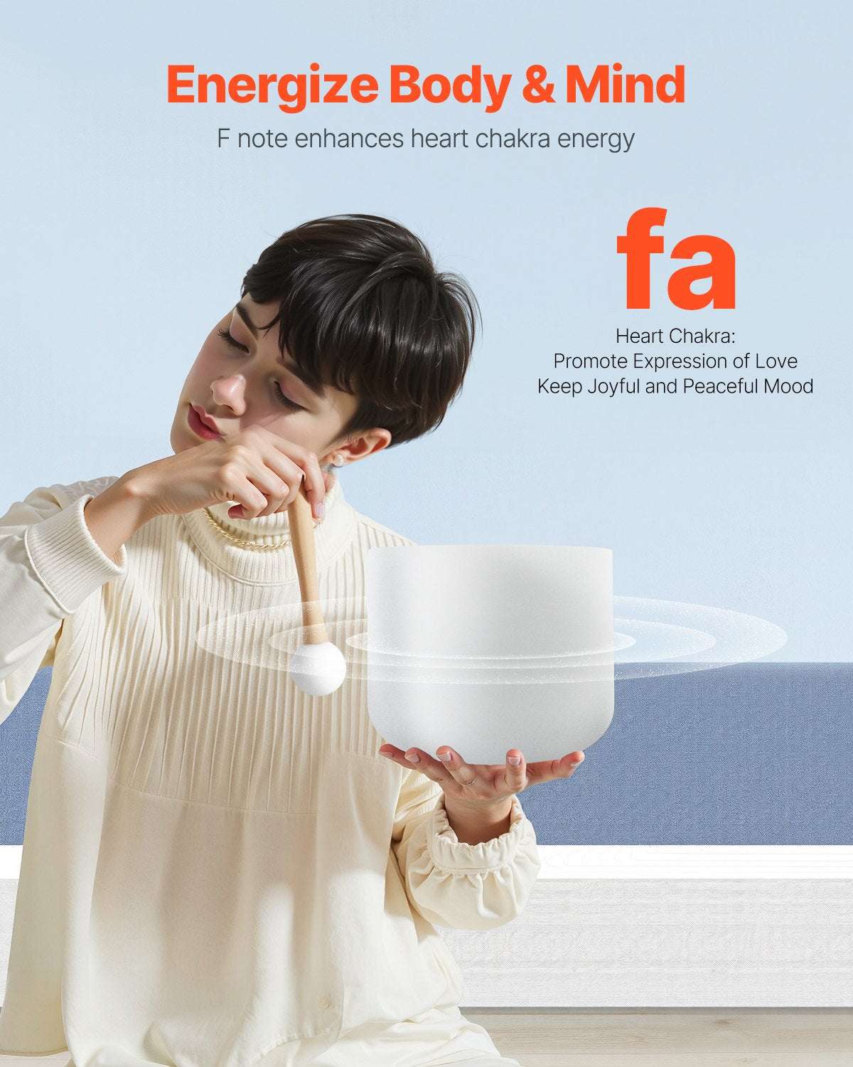 Crystal sångskål 8" F Note Heart Chakra sångskål med bärväska