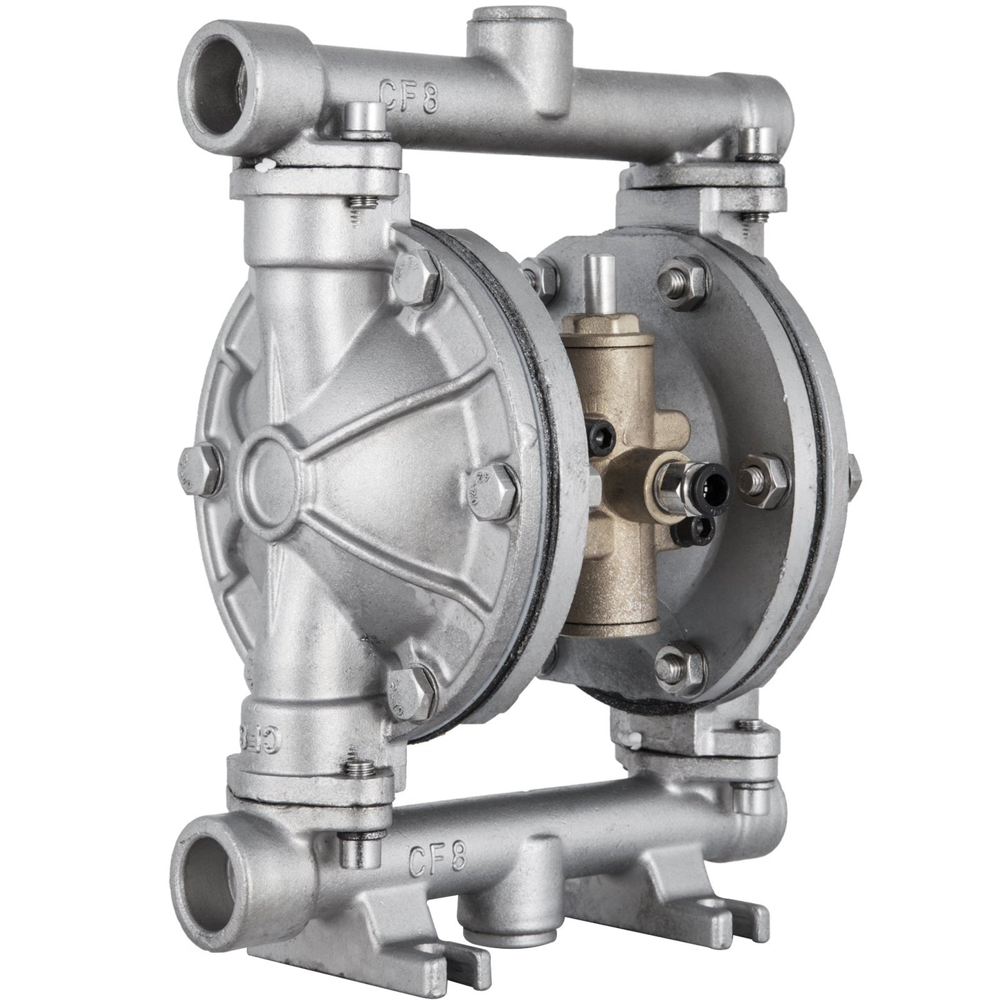 Luftdriven dubbelmembranpump, 1/2 inlopp och utlopp, kropp i rostfritt stål, 3 GPM & Max 90PSI, PTFE-membran pneumatisk överföringspump för petroleum, diesel, olja och lågviskösa vätskor
