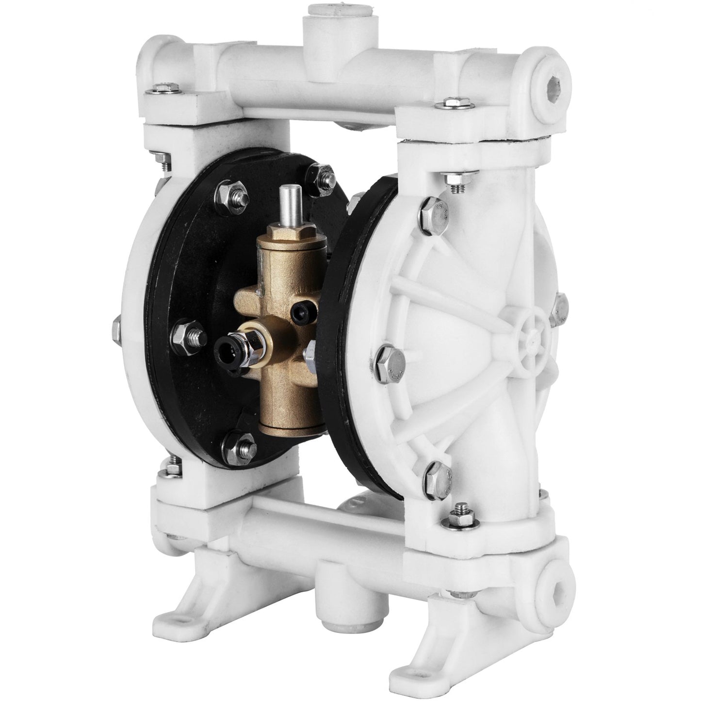 Luftdriven dubbelmembranpump, 1/2 inlopp och utlopp, polypropenkropp, 2,5 GPM & Max 80PSI, PTFE-membran pneumatisk överföringspump för petroleum, diesel, olja och lågviskösa vätskor