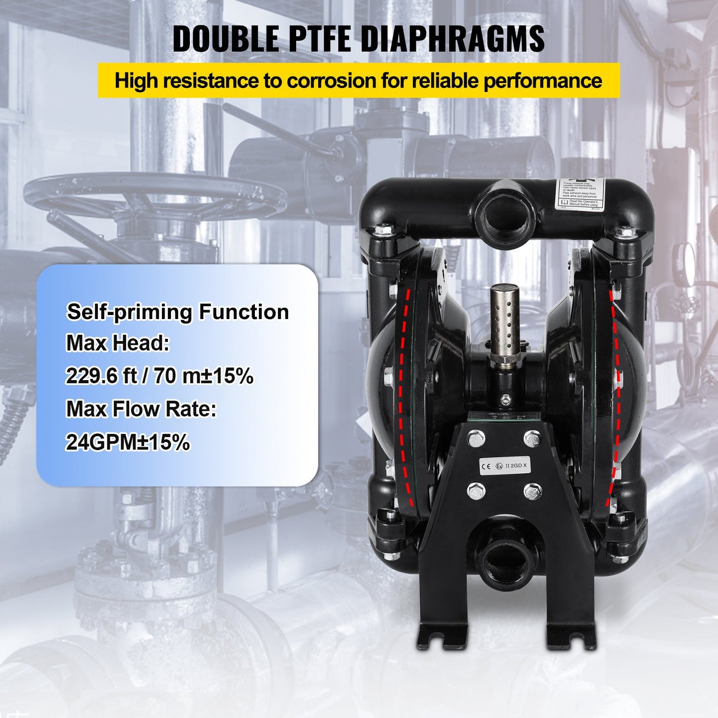 Luftbetriebene Doppelmembranpumpe QBY4-25L F46 35 GPM 1 Zoll Einlass und Auslass