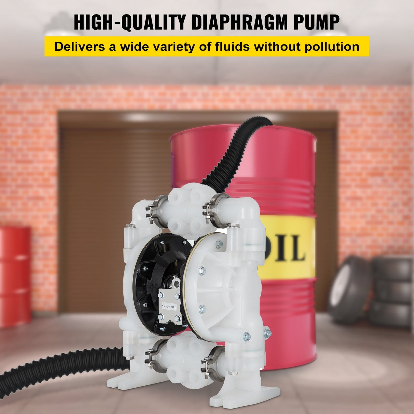 Air Driven Double Diaphragm Pump Chemical Industrial 1 Inch Inlet and Outlet
