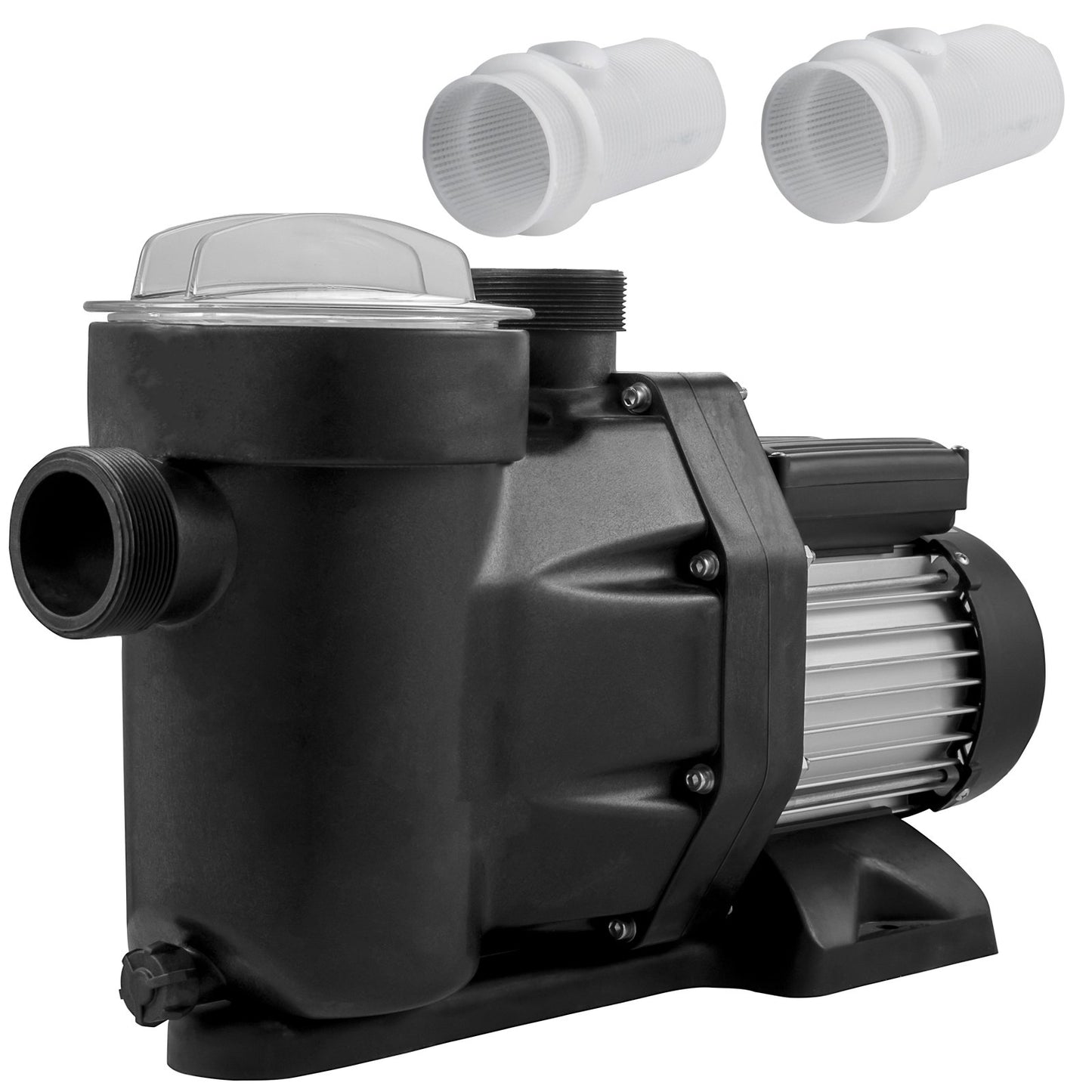 1 HK Pool Pump, 19200 L/h 750W Pool Pump In/Ground Pool Pump med Sil Korg Pool Pump Motor för rent poolvatten 1,97" Inlopp/Utlopp pool filterpump med 2 monteringsslangar