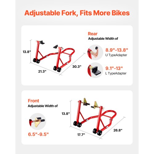 Motorcykel Fram & Bak Stödlyft 850lb Spoolift Paddock Svingarm Röd | EU